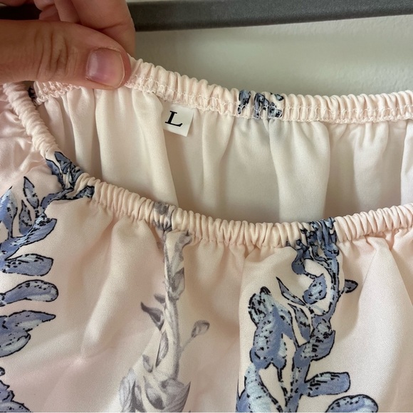 Shein Blue Floral Off Shoulder Maxi Dress Large Boho Summer Ruffle Tiered - Picture 4 of 9